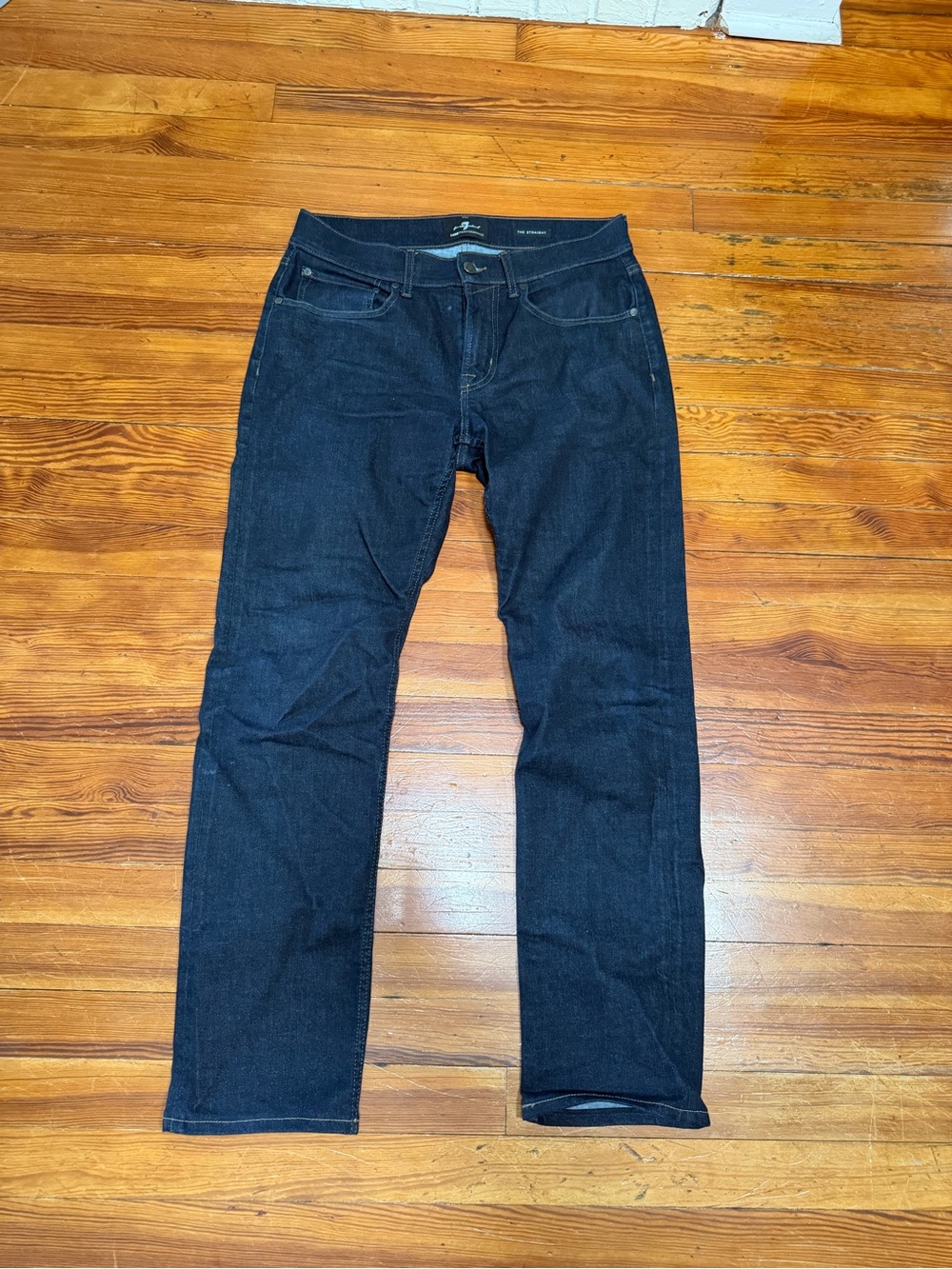 7 For All Mankind Men's Dark Indigo Straight Jeans